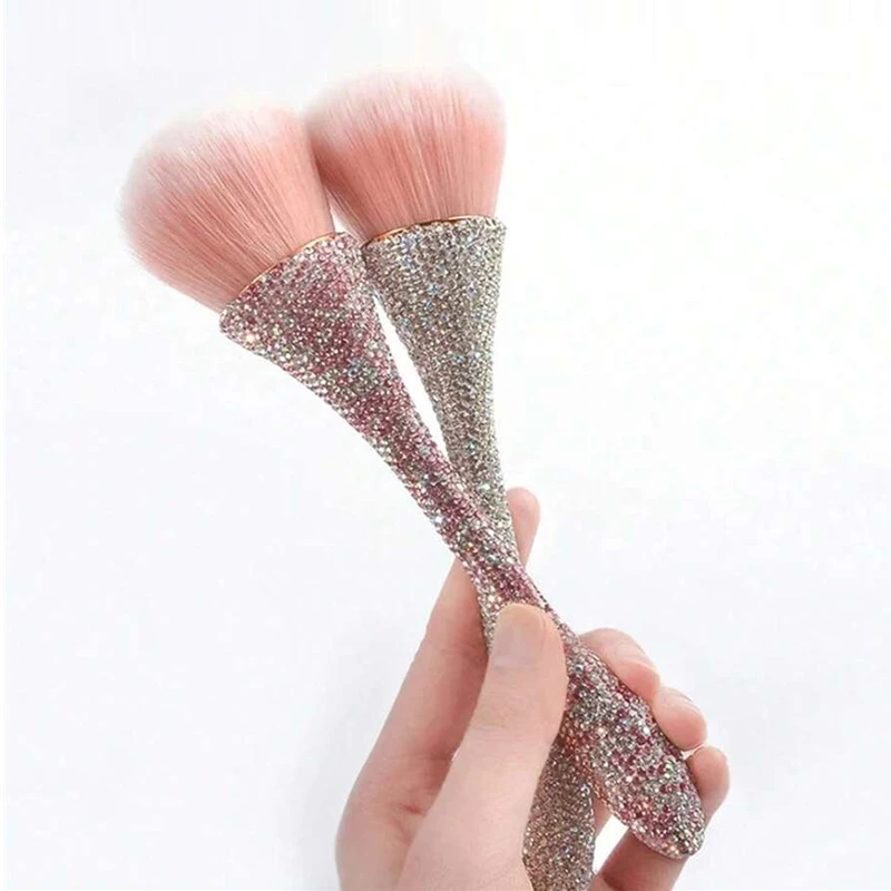 이불 pędzel do makijażu z diamentową rączką brokat sypki pudru róż policzków pędzle podkład rozmiar róży miękkie puszyste