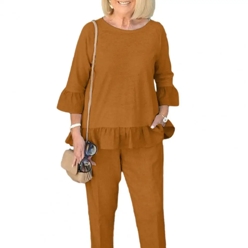 

2 шт./комплект, женские брюки с круглым вырезом и рукавом три четверти