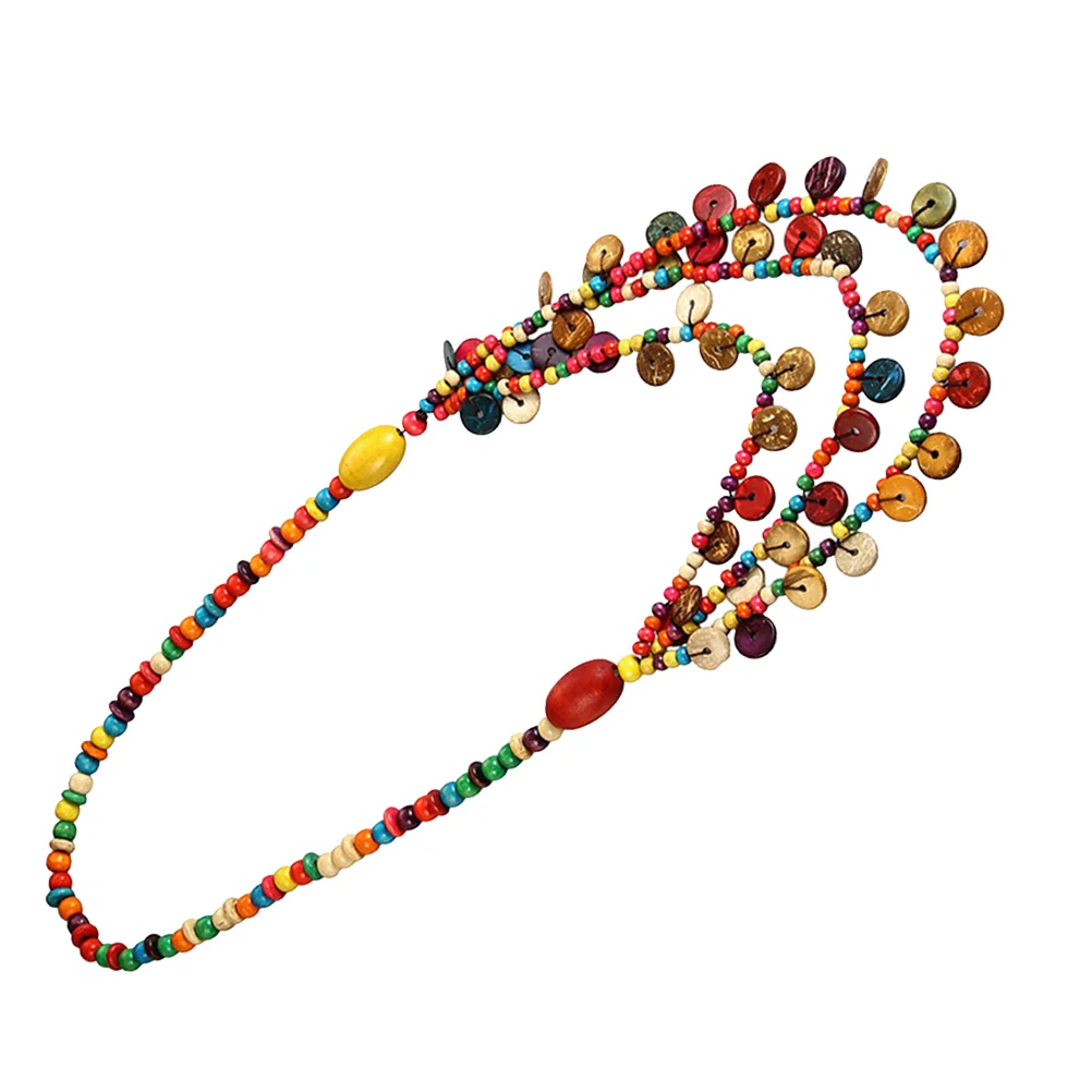 

Ladies Pendant Weaving Necklace Trendy Necklaces Women Layered Coconut Shell Spacer Beads