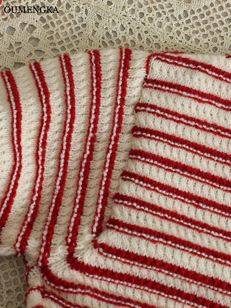 Модный милый Стильный вязаный короткий кардиган OUMENGKA свитер с длинными рукавами