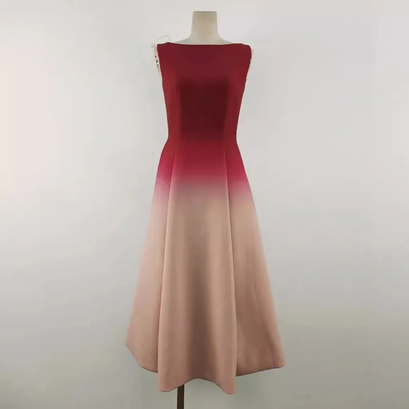 QMQA модное женское элегантное платье с разрезными рукавами и градиентными