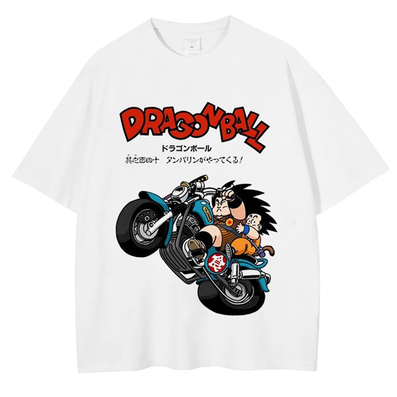 Men Dragon Ball Anime Print T Shirt Hip Hop Streetwear T-Shirt Harajuku Cotton Short Sleeve Casual Tshirt Summer Tops Tees White