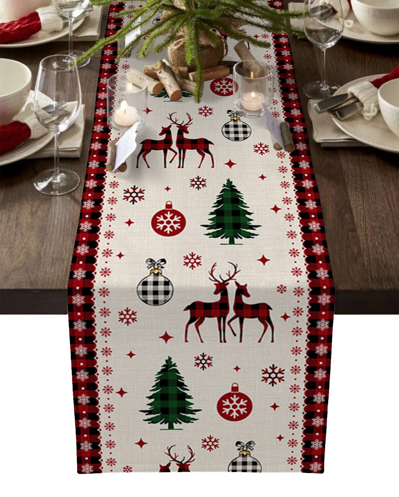 

Christmas Snowflake Elk Table Runner Modern Kitchen Dining Decoration Table Runner Wedding Holiday Decor Table Cloth