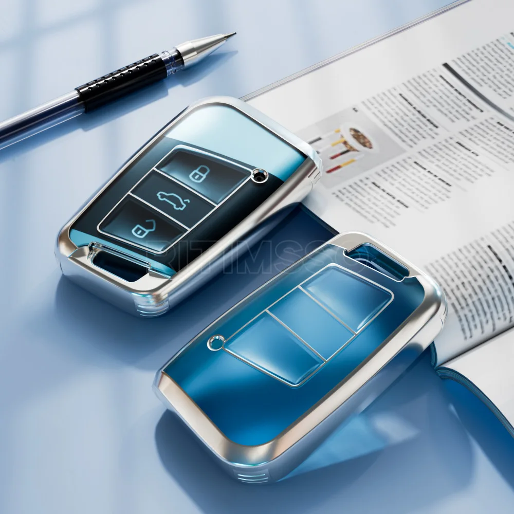 

Новинка ТПУ чехол для автомобильного ключа чехол для VW Volkseagen Passat B8 Magotan Golf Tiguan для Skoda Superb A7 Kodiaq Karoq чехол для сиденья Fob