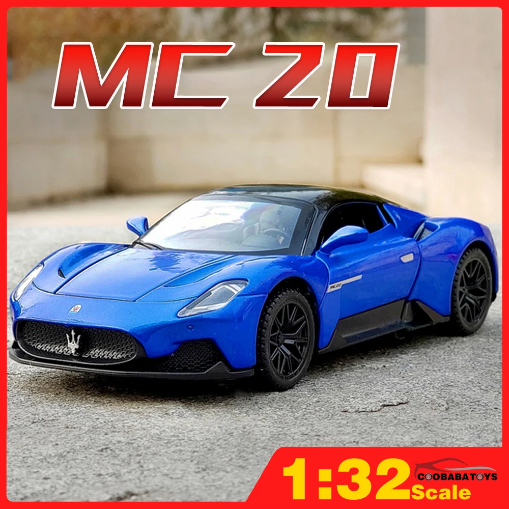 Escala 1/32 Maserati MC20 Metal Diecast aleación carreras juguetes coches modelos camiones para niños niños vehículos Hobby y coleccionables