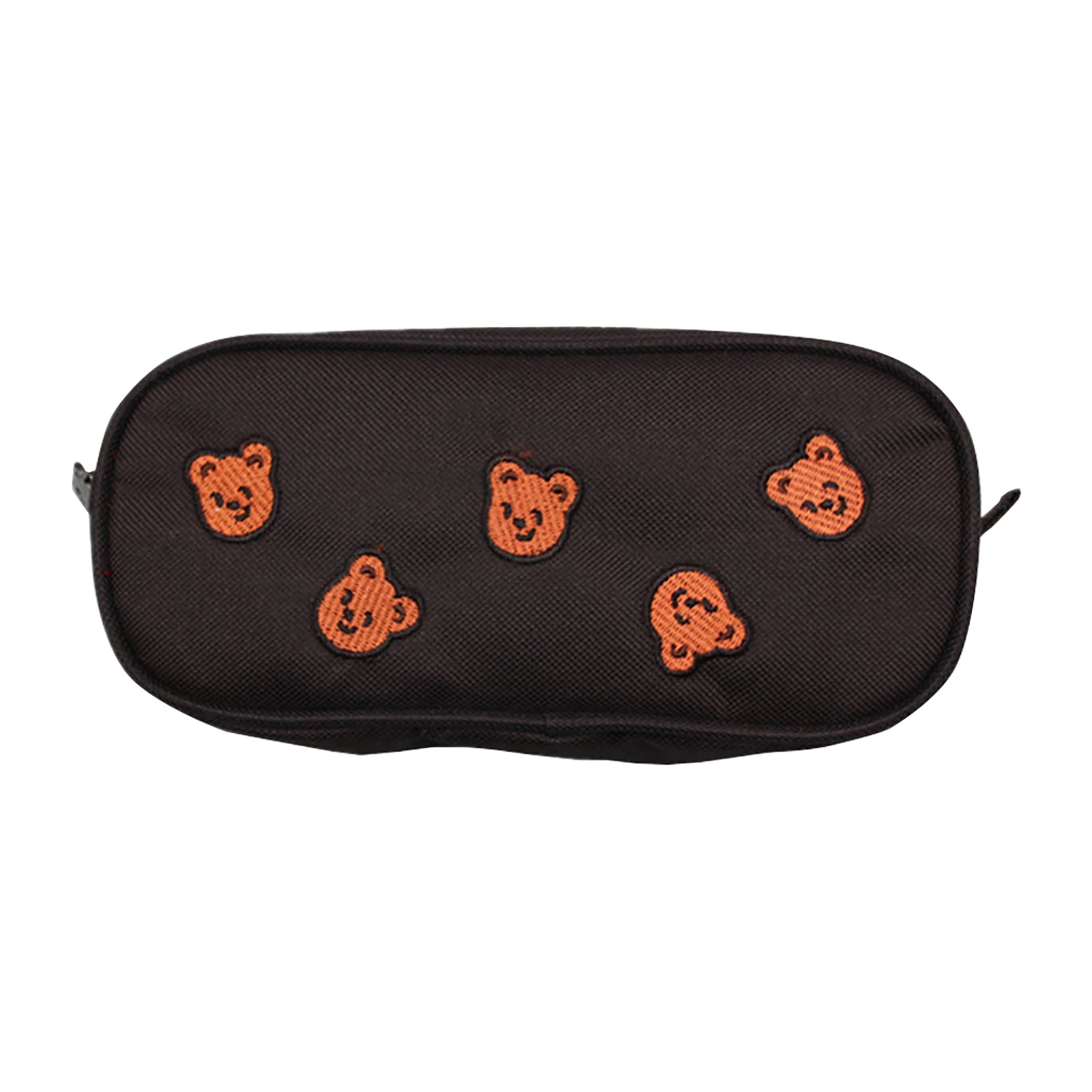 

Storage Embroidered Bear Pencil Bag Large Capacity Portable Canvas Student Pen Case Wear Resistant Kids Zipper Closure Office