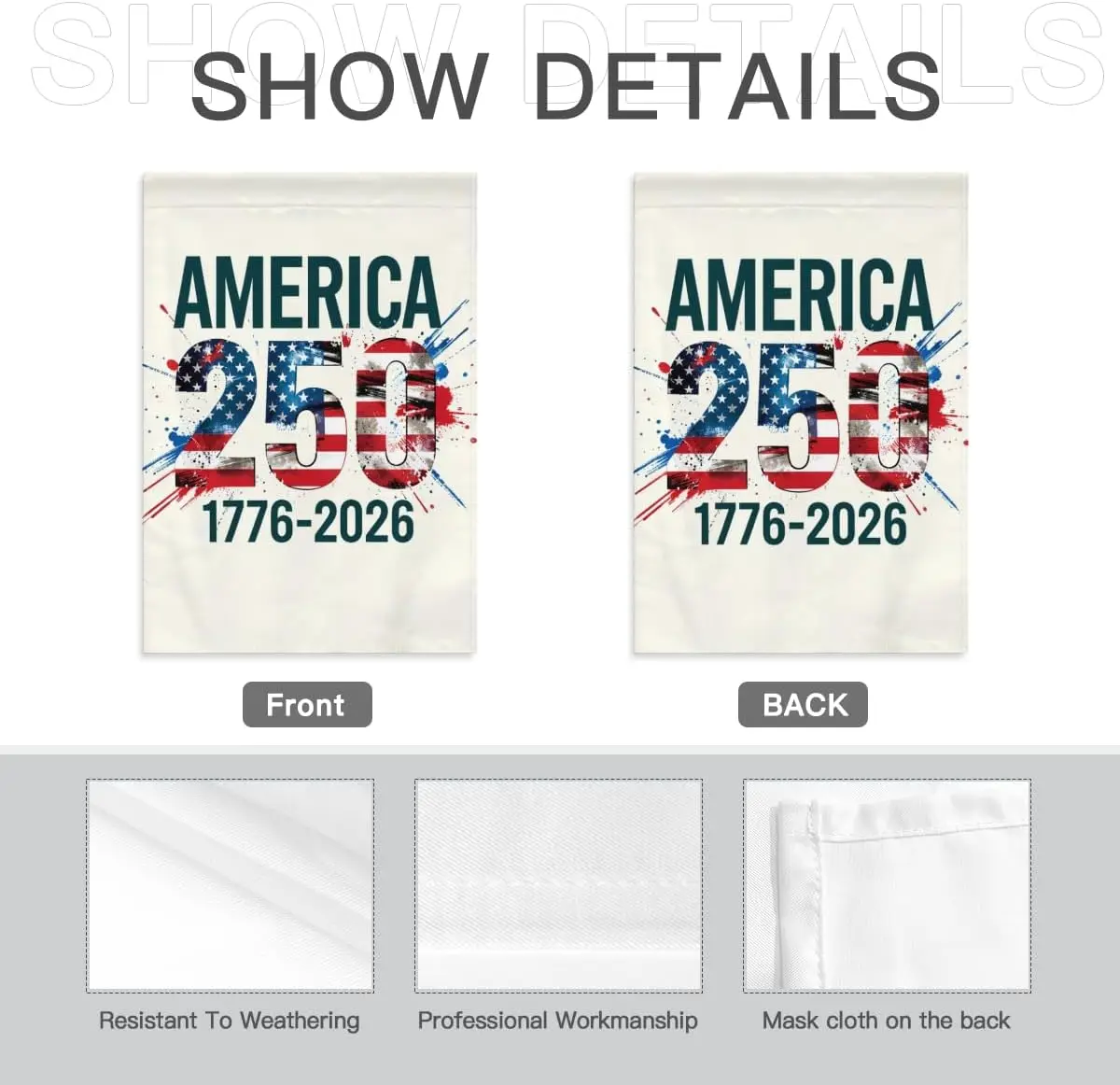Флаг для сада America 250, 12x18 дюймов, двусторонний – Праздничное украшение для двора в американском патриотическом стиле, 17762026, для веранды, L AAM (art.: 3920db5bf3518) - 3920db5bf3518