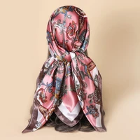 imitate silk satin scarf women fashion paisley floral shawl stole hijab 9090cm