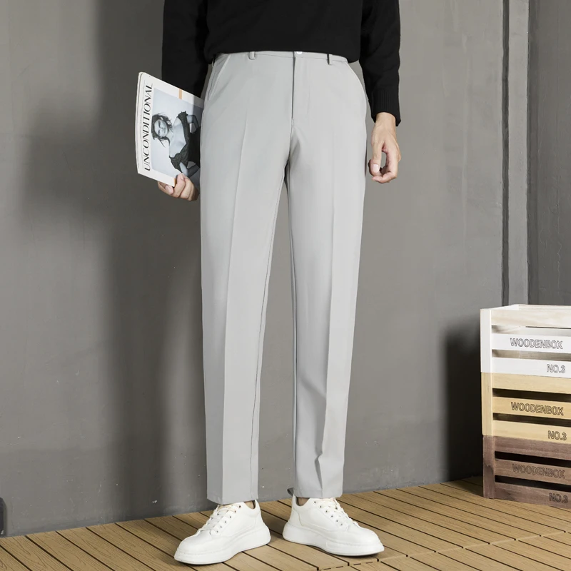 Suit trousers Fleece-lined Trousers 2024 Winter New Men's Straight Drape Casual Pants Business Non-Ironing Slim fit Sui...