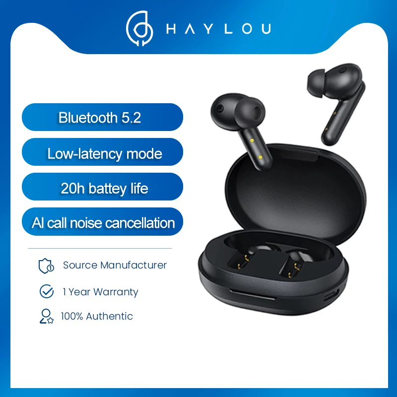 

HAYLOU GT7 Bluetooth 5.2 Earphones Low Latency Game Headphones AAC HiFi Stereo Bass AI Call Noise Cancellation Wireless Headset