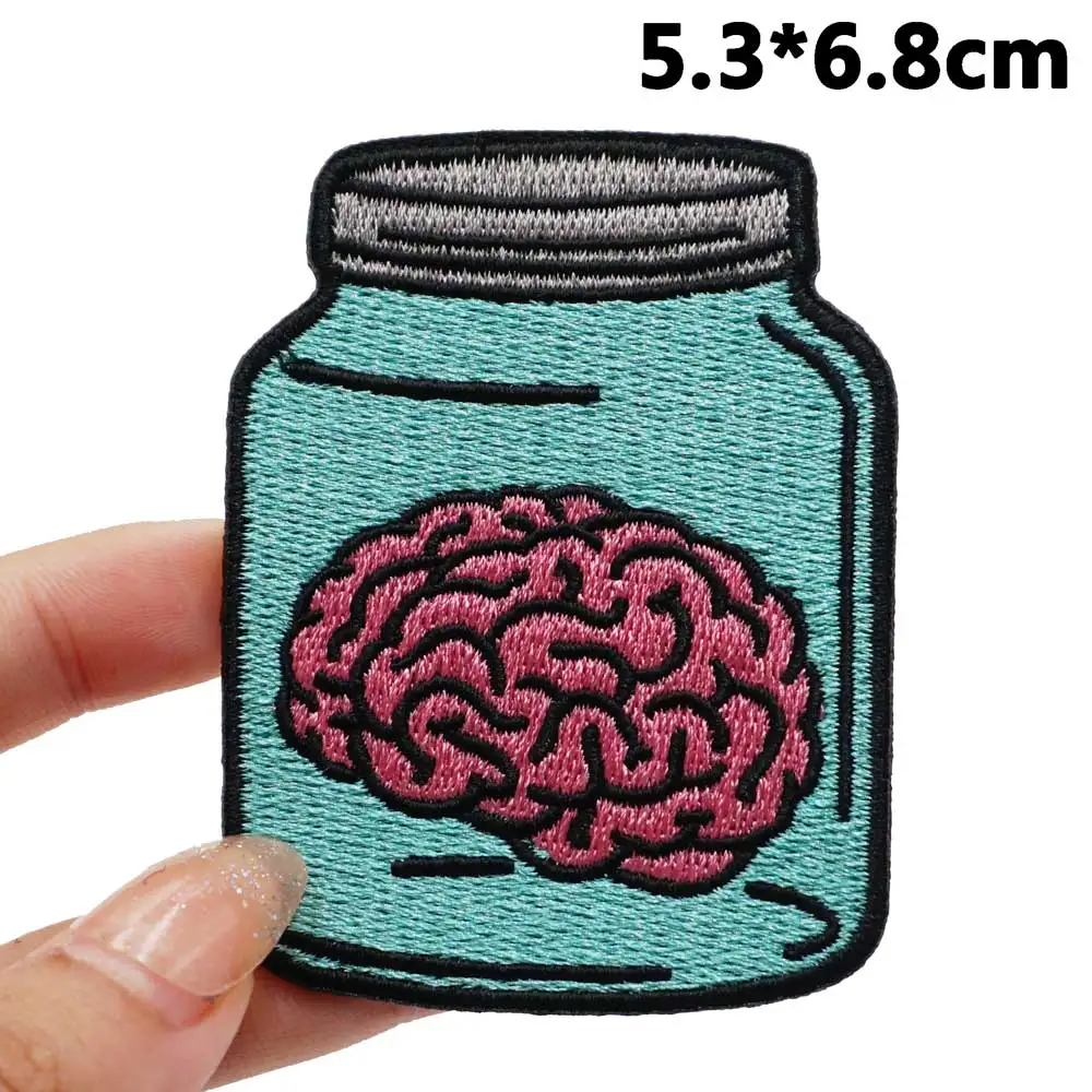 Мозговая искусственная швейная этикетка панк Байкерская лента рок одежда значки