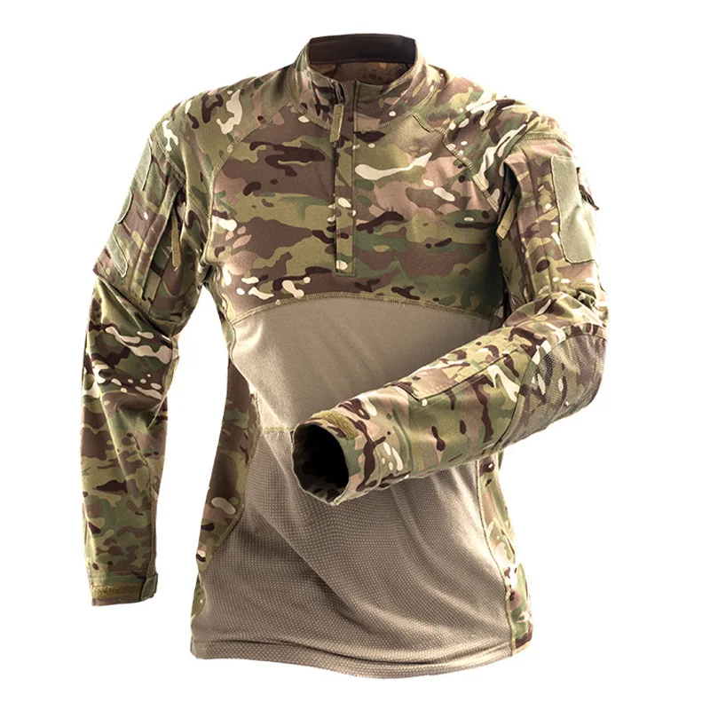 

Армейская Военная тактическая рубашка с длинным рукавом, камуфляжная Мужская Утепленная Боевая футболка, уличная военная форма, одежда, Рубашки, Топы