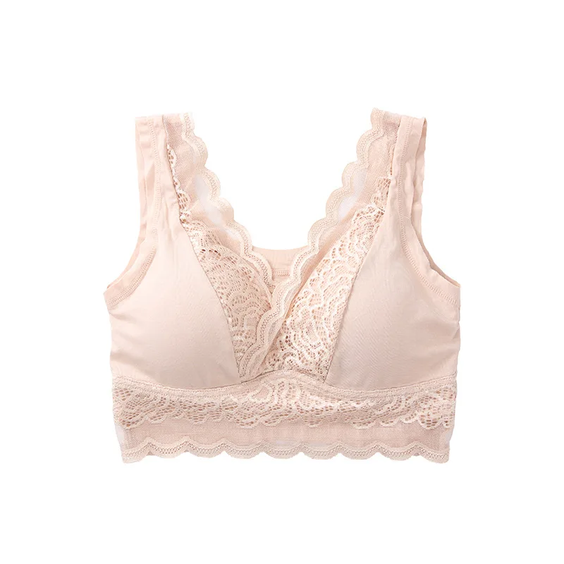 

5875 New Sexy Lace Bra Plus Size Chest Pad Removable Gather Sports Sleep Underwear Female