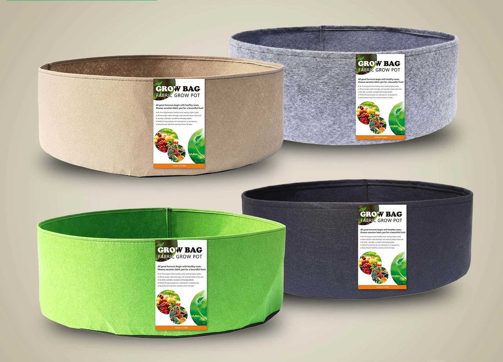 

Planting Bag Black/Grey Potato Fabric Vegetable Seedling growing pot garden tools 10-100 Gallon Eco-Friendly Grow bag plant pots