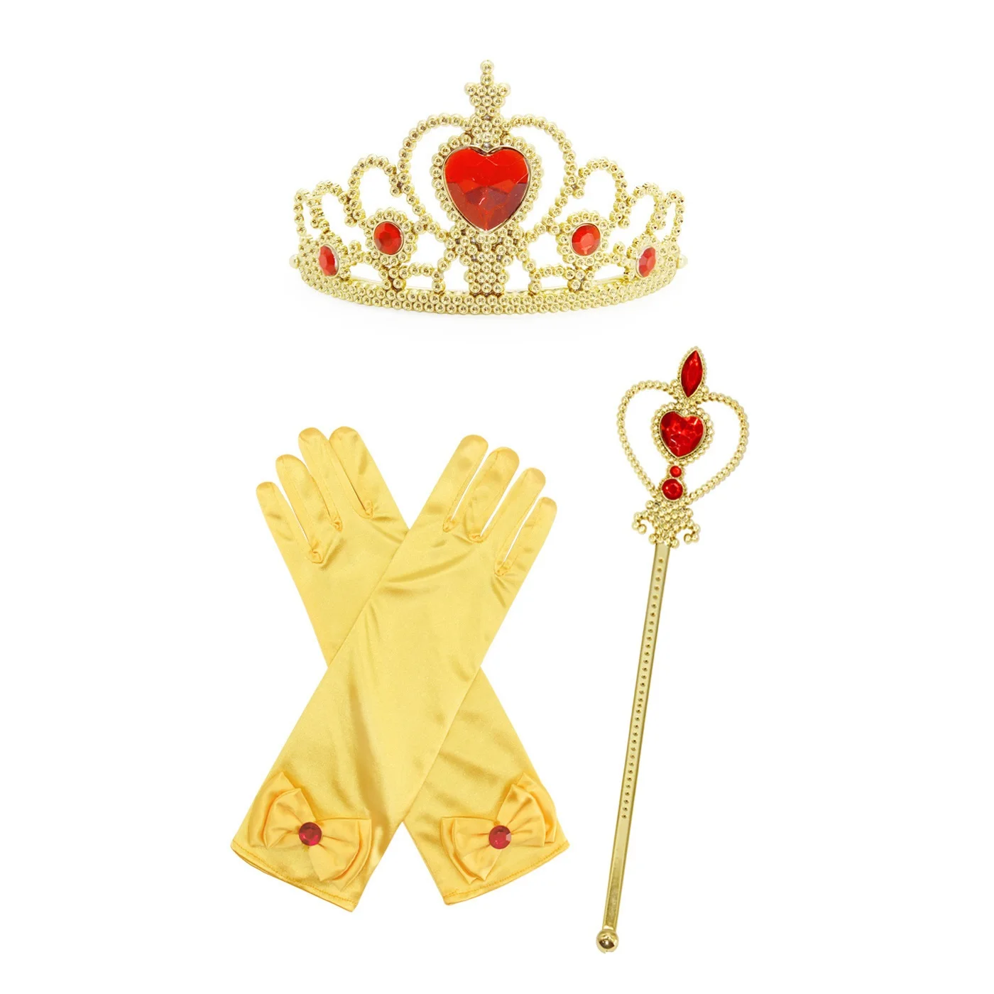 

2022 New Princess Crown Magic Wand Braids Gloves Earrings Ring Necklace Set Tiaras For Girls Accessories Children's Headwear