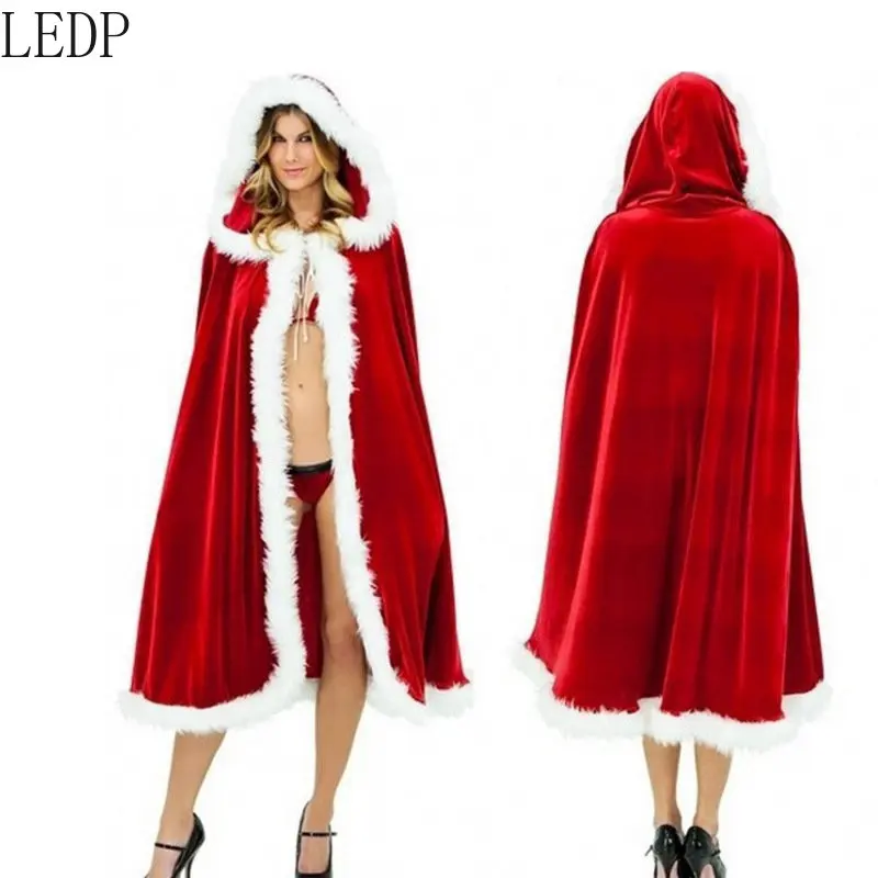 

Рождественская Детская накидка и плащ для взрослых, Высококачественный золотой бархатный костюм Санта Клауса для косплея, костюм для вечер...