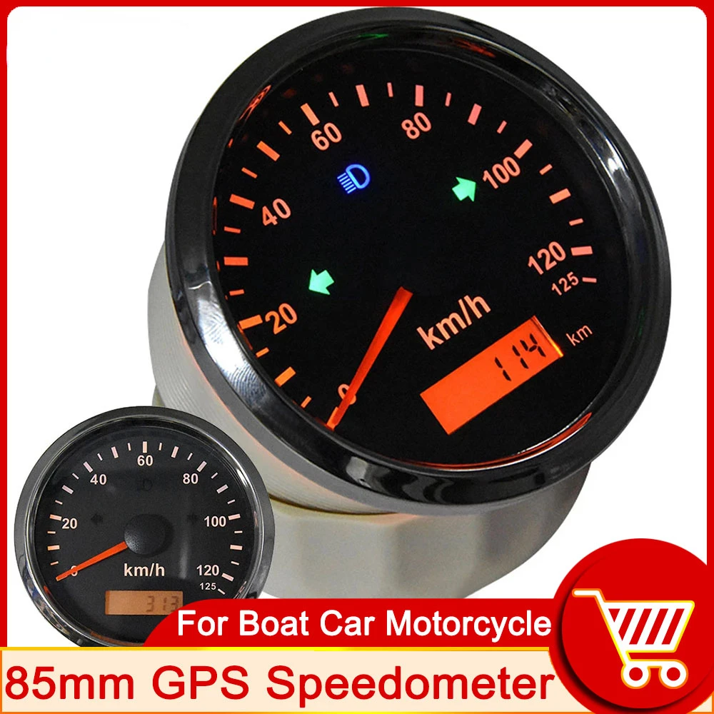 

HD New 85mm GPS Speedometer 200kmh 120kmh Speed Gauge Digital Odometer ATV UTV Motorcycle Marine Boat Meter Waterproof 12V/24V