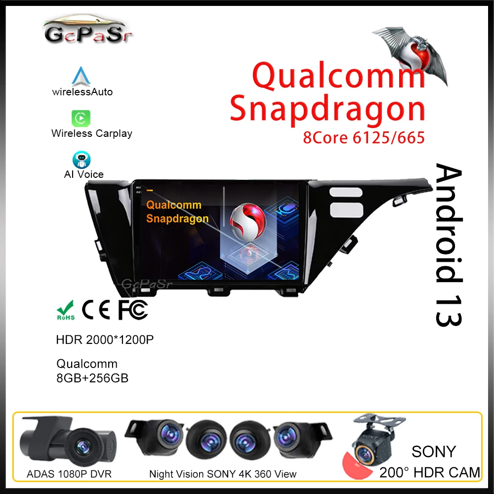 

Qualcomm Android For Toyota Camry 8 XV 70 2017 - 2020 Car Radio Autoradio Multimedia Video Player Navigation GPS No 2din DVD CPU