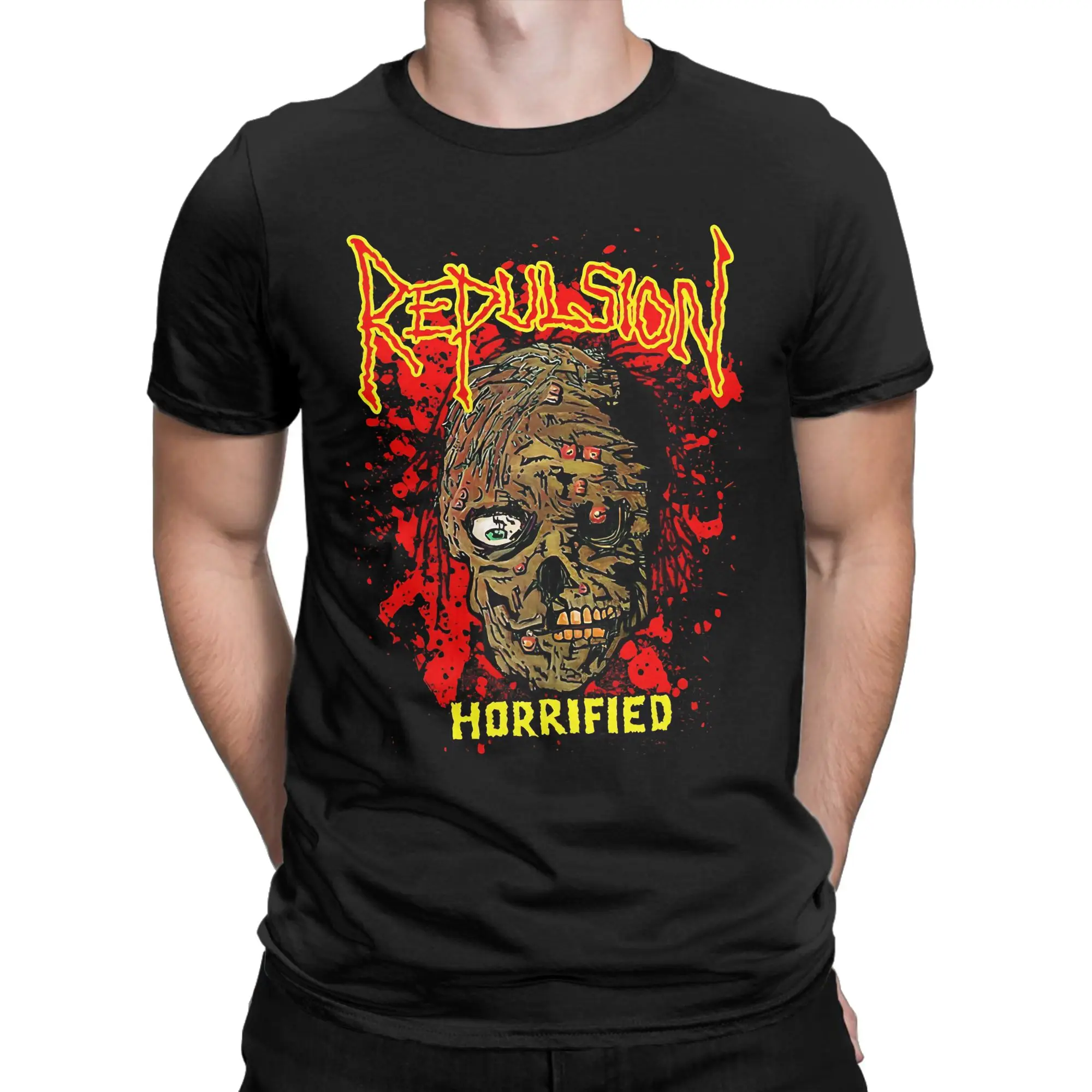 Фото Футболка Humor Repulsion Classic Old School Death Metal, мужская футболка с круглым воротником, 100% хлопок, футболка с короткими рукавами, подарочные топы №1