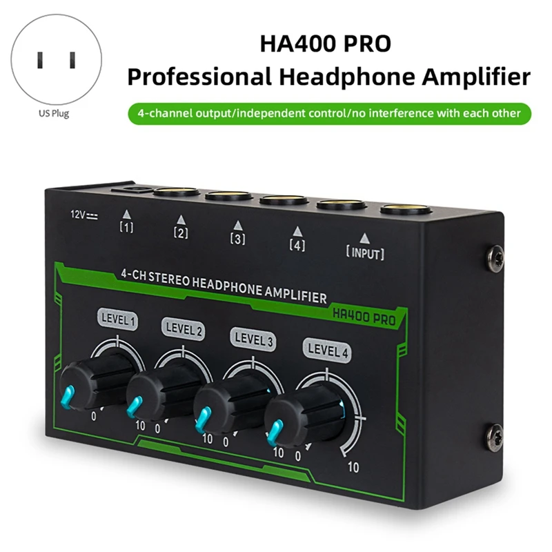 Headphone Amplifier 4 Channel Stereo Audio Mini Splitter For Live And Recording Studio