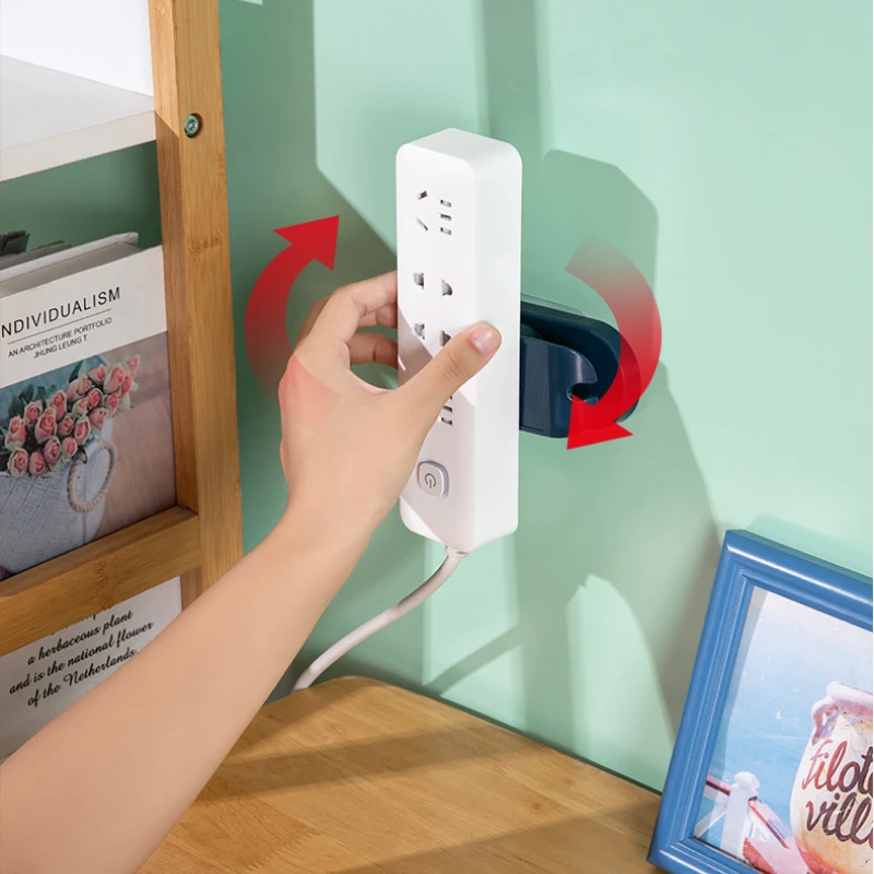 

1 Pc Power Strip Holder Rotatable Winding Electric Wire Storage Rack Punch-free Multi-function Power Strip Board Fixed Storage