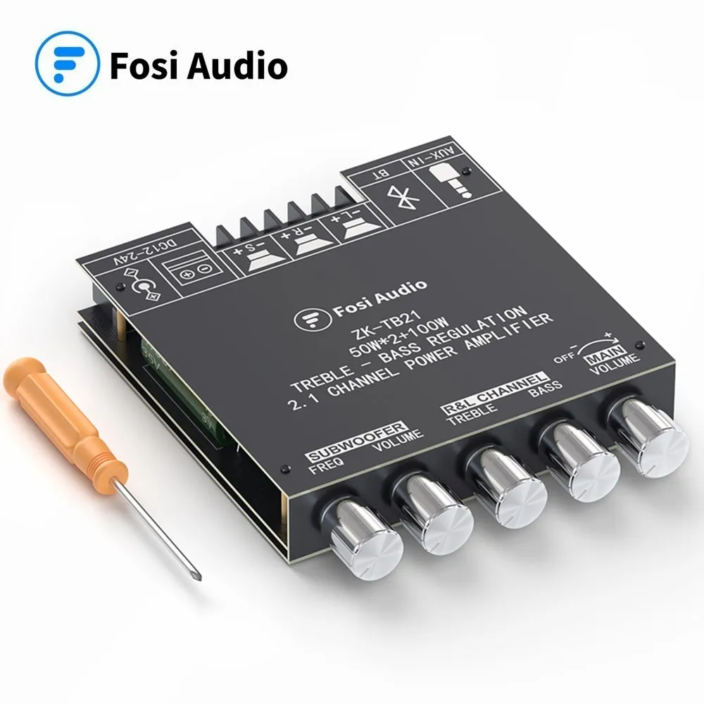 Fosi Audio TB21บลูทูธเสียงเครื่องขยายเสียง2.1ช่อง Mini แบบไร้สาย Amp โมดูล50W X2 100W ซับวูฟเฟอร์