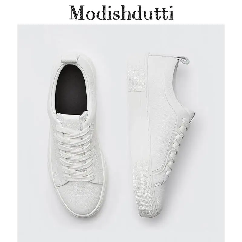 

Modishdutti 2022 Woman Spring Summer England Style Fashion Genuine Leather Sneakers Female Casual Solid White Vulcanized Shoes