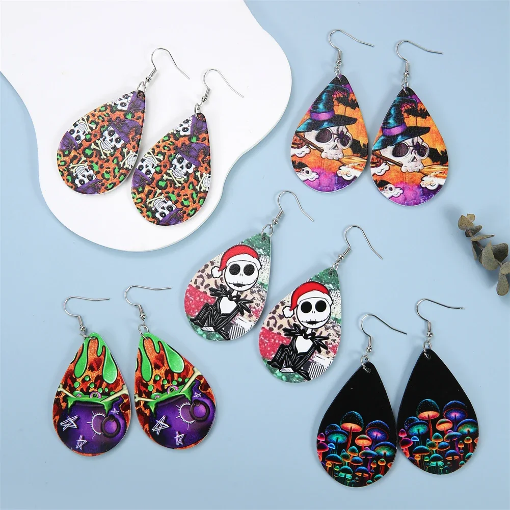 Симпатичные деревянные серьги-подвески в стиле Хэллоуин с изображением тыквы