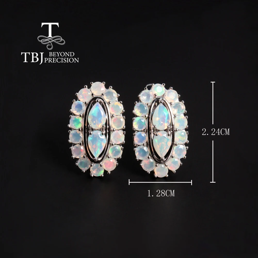 Блестящие Серебряные серьги с опалом 3 5 Карата натуральные драгоценные камни