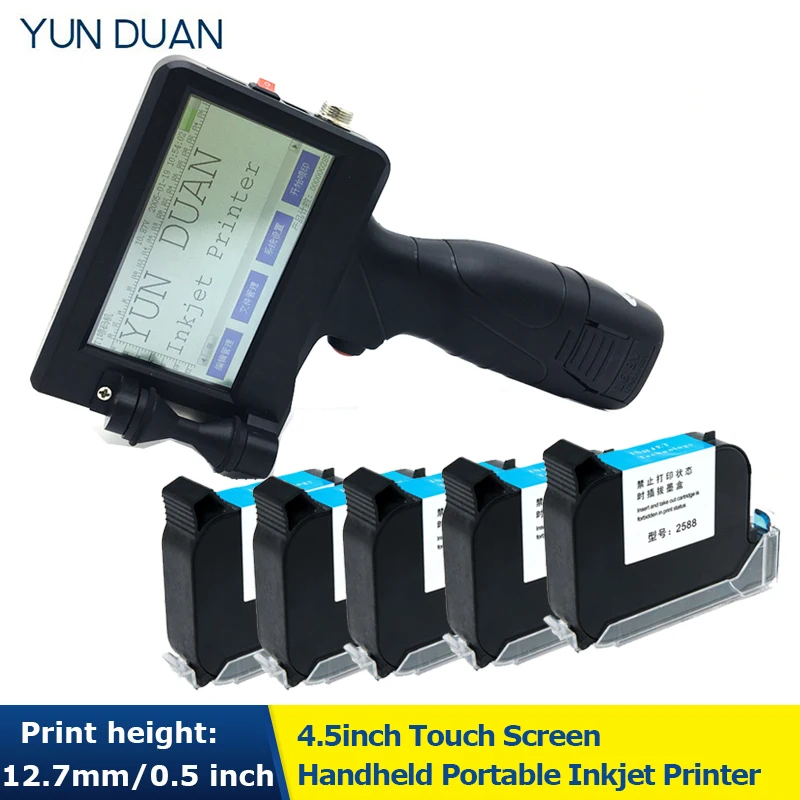 Portable Handheld Inkjet Printer Expiry Date Laser Label Production QR Logo Date Printing Machine 12.7mm 4.3'' Touch Screen