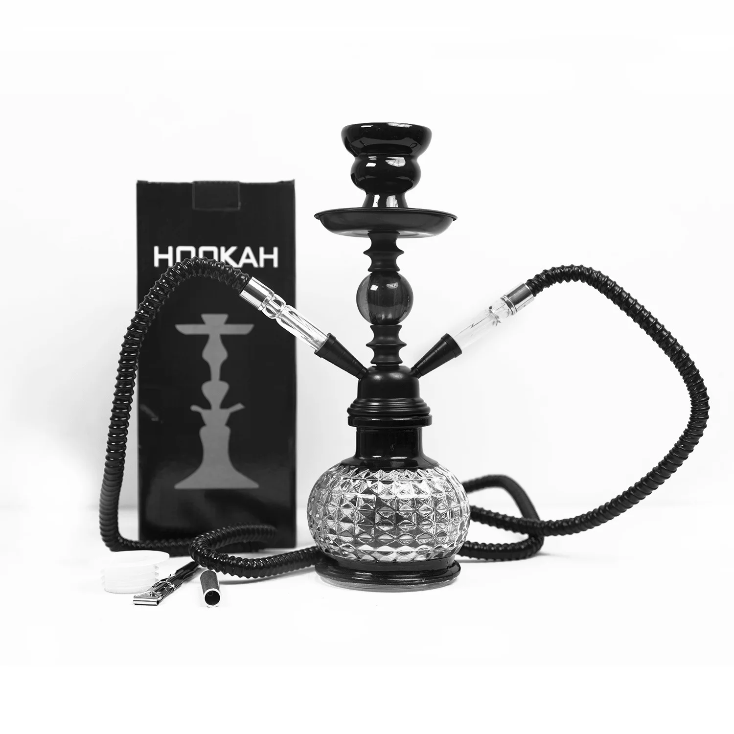 

Hookah Kit Portable 11" Premium 2 Hose Shisha Complete Set, with Hookah Accessories Narguile Completo Smoking Accessories