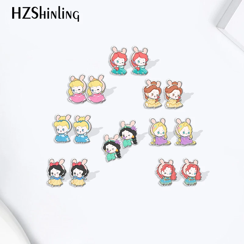 Серьги-гвоздики Белоснежка Ариэль из мультфильма Жасмин |