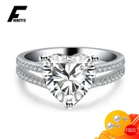 romantic rings with zircon gemstones 925 silver jewelry for women wedding party accessories heart shaped finger ring wholesale
