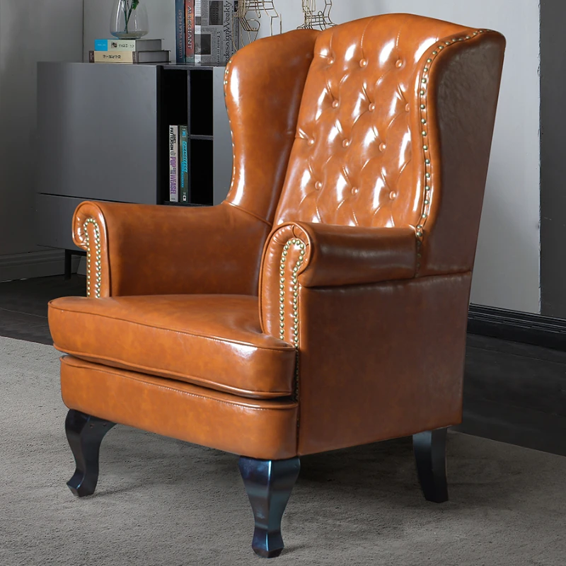 

Country Tiger Chair Single Sofa Balcony Hotel High Back Leisure Combination Living Room Leather Furniture