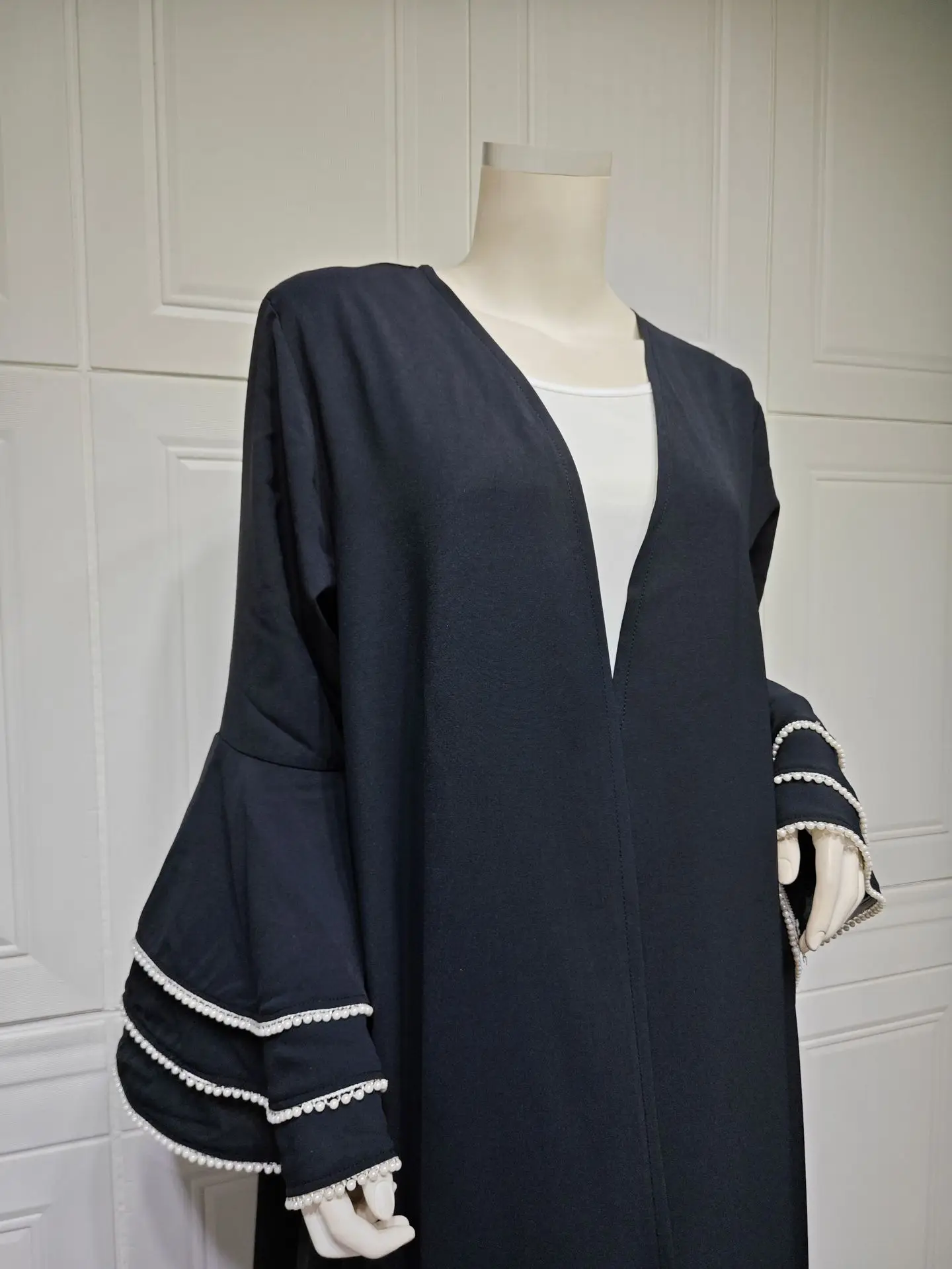 Ид из бисера Абая Дубай Роскошные черные абайи для женщин Кардиган Мусульманское