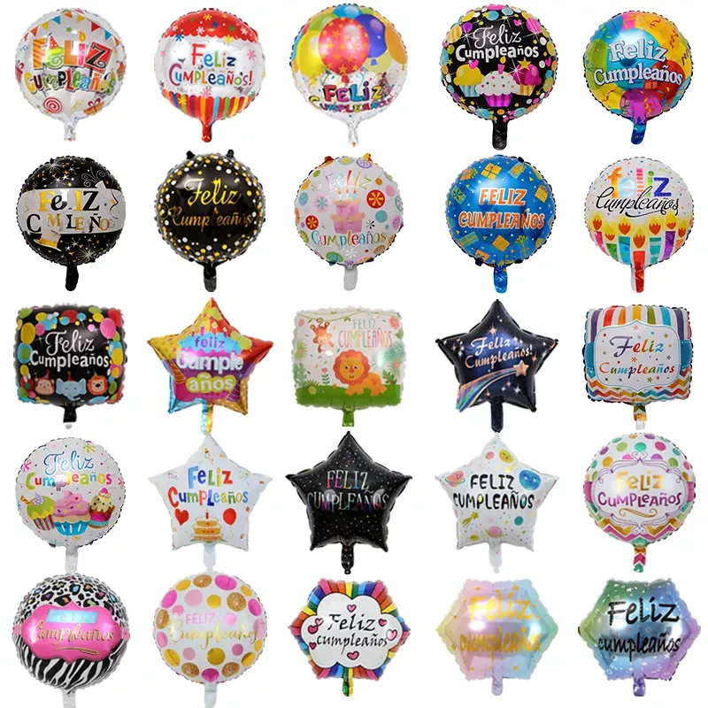 

NEW 18inch New Spanish balloons Feliz cumpleaños balloons globo happy birthday decor Rose Gold Round helium foil balloons