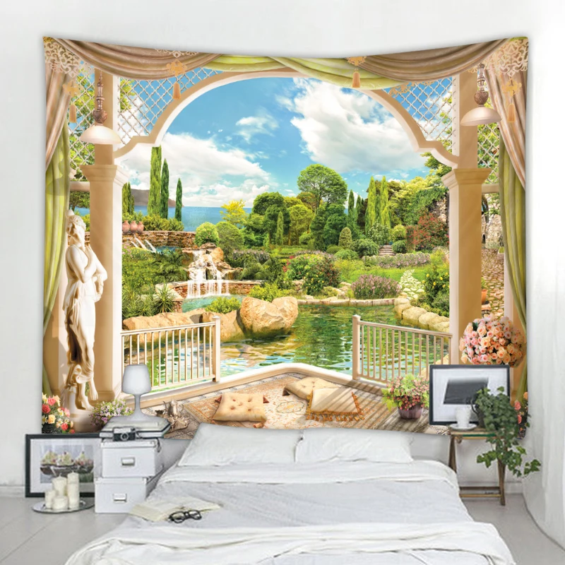 

Forest Avenue Outside The Window Printed Tapestry Decorative Mandala Tapestry Indian Home Decor Big Hippie Wall Hanging Blanket