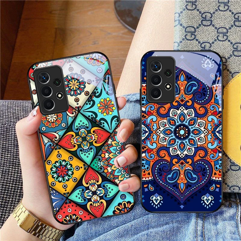 Цветочный чехол для Samsung A7 A8 2018 Galaxy A33 34 35 36 5G 41 50 51 52 53 54 55 71 73 80 90 S10 Lite Черный