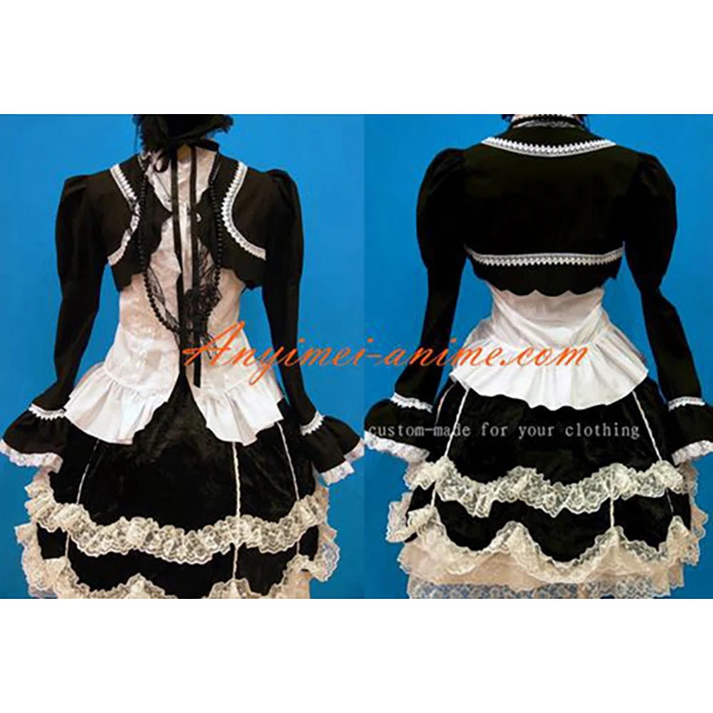 

tailor-made lolita gothic punk fashion outfit black cotton dress costume cosplay tv/cd[ck1158]