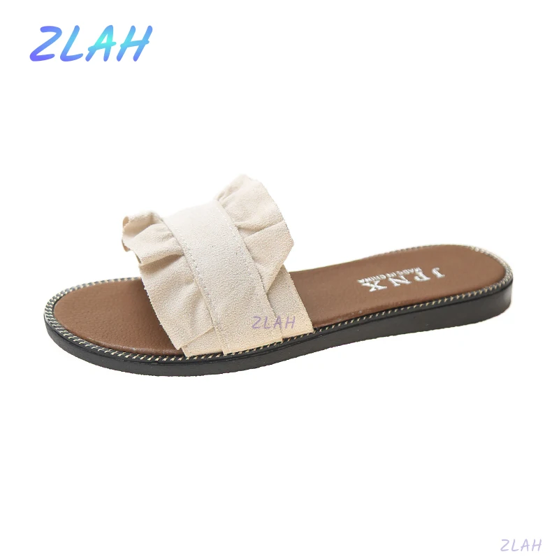 

New Ladies Slippers Casual Ladies Slippers Zlah Fashion Ladies Flat Slippers Comfortable Ladies Shoes Pleated Ladies Slippers