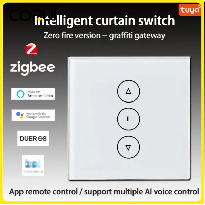 

Умный сенсорный выключатель для штор Tuya Zigbee, управление голосом и управлением через приложение 86, таймер, умный дом