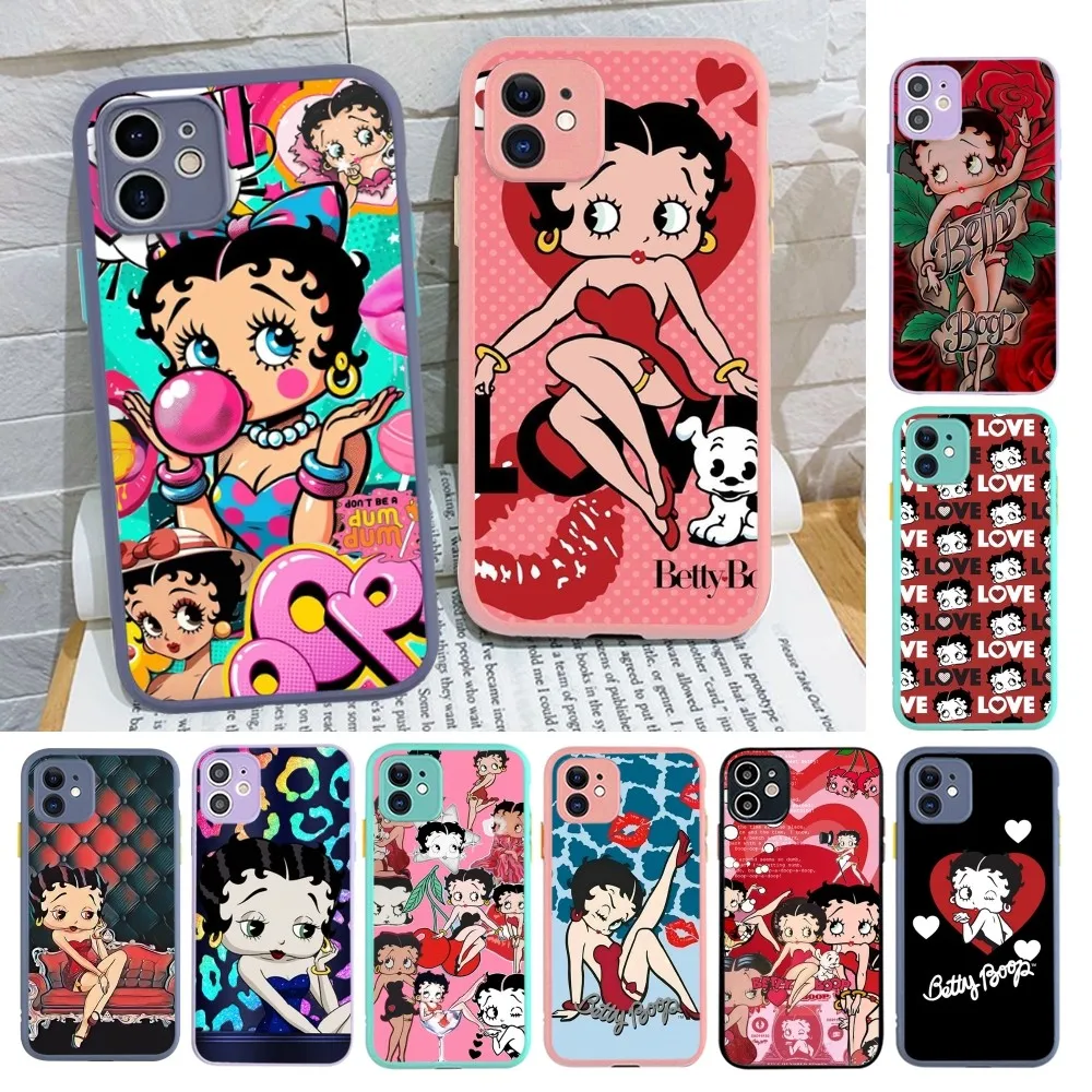 Фото Чехол для телефона B-Betty-Cute-Boop, прозрачный матовый чехол для iPhone 14 11 12 13 Mini Pro Max 8 7 Plus X XR XS MAX №1