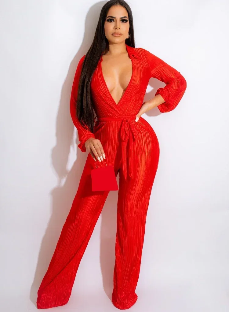 Элегантная плиссированная рубашка KEXU с отложным воротником V-образным вырезом и