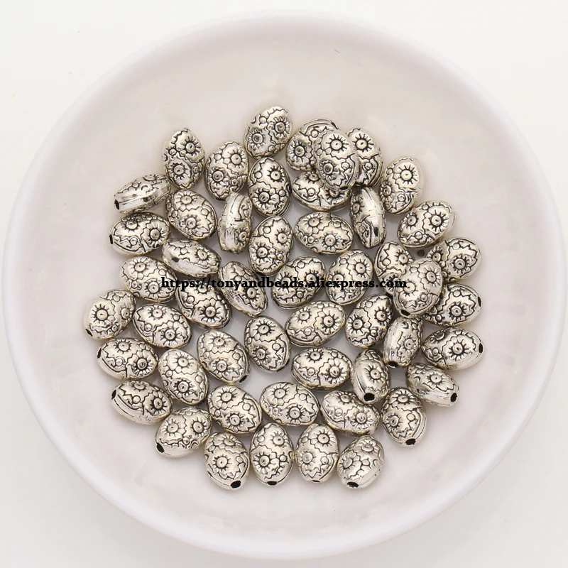 (50Pcs / Lot !) Zinc Alloy Tibetan Antique Silver European Charm Spacer Beads For Jewelry Making Size 6x8mm ZN2125