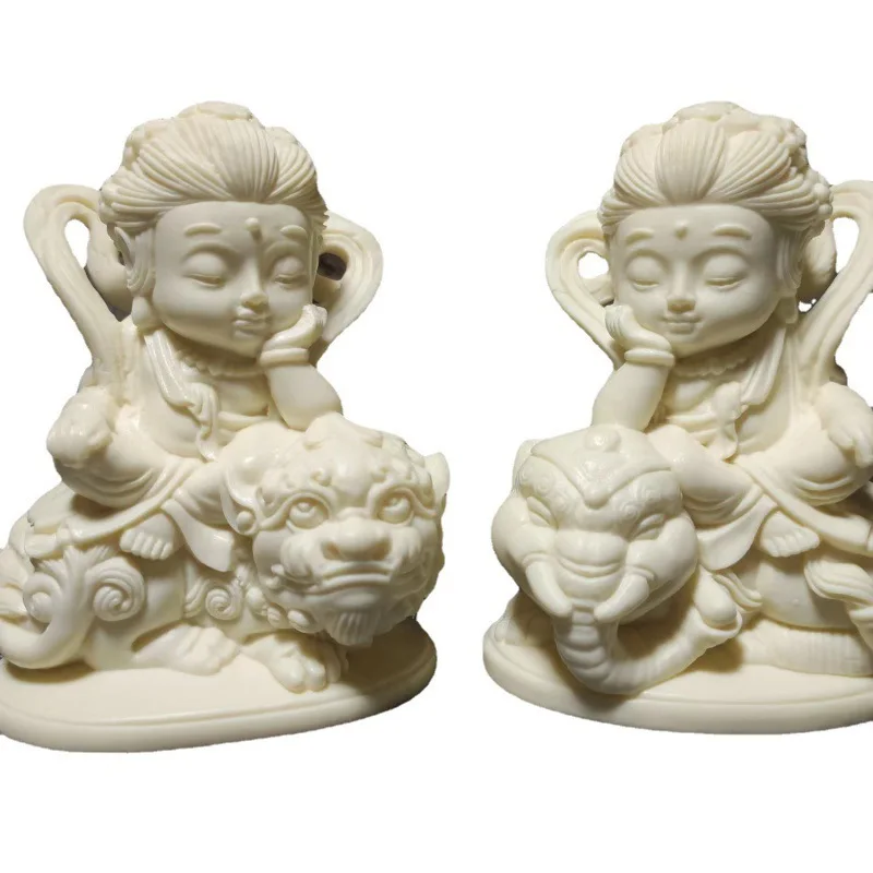 Орех цвета слоновой костиQВерсия Manshu Puxian Guanyin Bodhisattva мультяшные украшения статуя