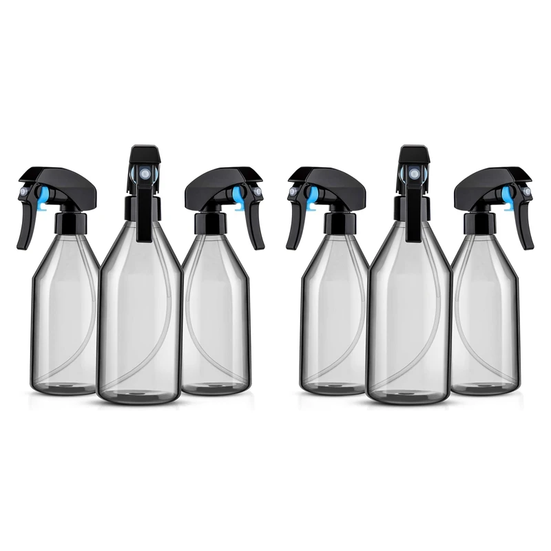 

Пластиковые бутылки-распылители для очистки, многоразовый пустой контейнер 10 унций с прочным черным триггерным распылителем, 6 упаковок