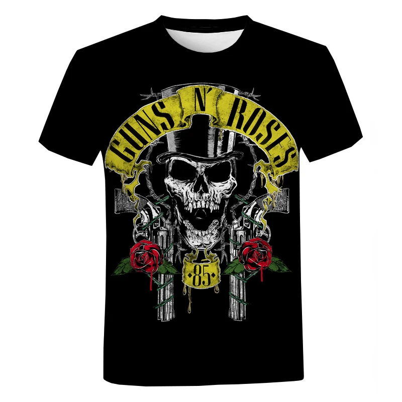 

Футболка мужская оверсайз с коротким рукавом и 3D-принтом рок-группы Guns N Roses, модная уличная футболка в стиле Харадзюку с круглым вырезом, лето