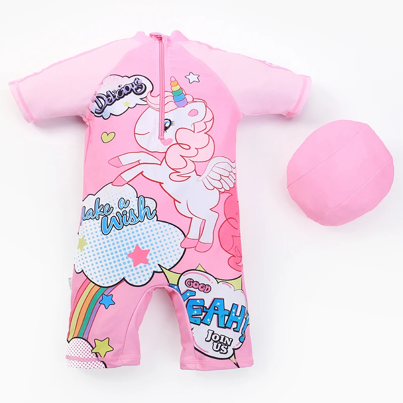 2022 New Conjoined Body Bathing Cap Pink  2 Piece Set Girl  Swimming Suit Quick Drying Lovely Comfortable Ventilation Swimwear