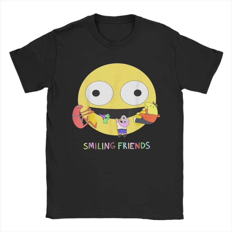 Фото Новинка 2026 года: футболка Smiling Friends Glep Flowers для женщин и мужчин, хлопковая футболка с круглым вырезом, короткий рукав, летняя одежда Smiling. №3