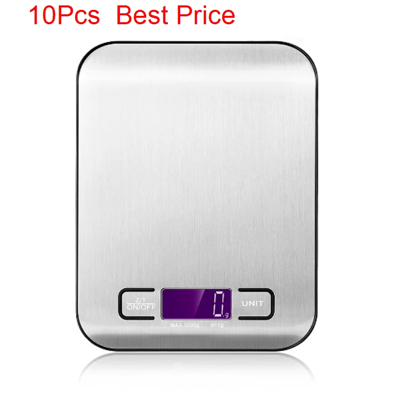 

10Pcs/lot Kitchen Scale Stainless Steel Weighing For Food Diet Postal Balance Measuring LCD Precision Electronic Scales